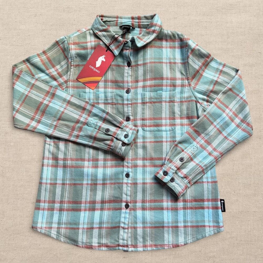 NWT Cotopaxi Mero Organic Heavyweight Flannel Womens Size M Bluegrass Plaid